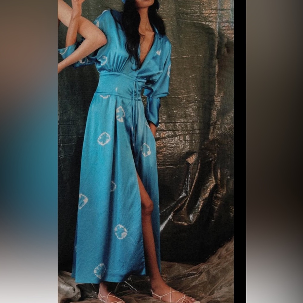 Alejandra Alonso Rojas Shibori Silk Tie-Front Dress - Picture 3 of 15